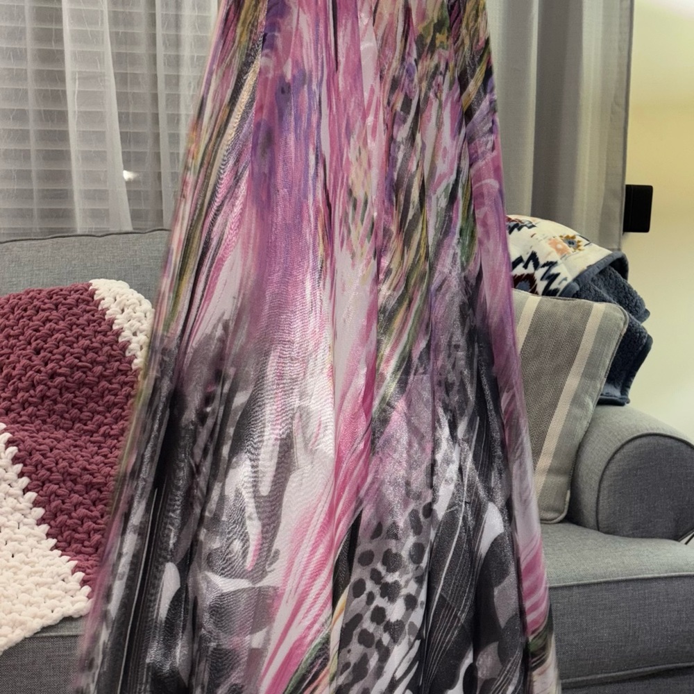 May Queen Pink and Black A-line Maxi Dress with Pleated Style for Cocktail